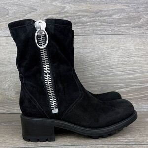 Free Lance 4285 Women’s Sz EU 36.5 Black Suede Double Zip Lug Combat Moto Boots